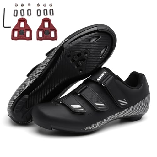 Hixingo Fahrradschuhe Herren SPD/SPD-SL Look Delta Damen Rennradschuh MTB Radsportschuhe Mountainbike Schuhe Sneaker Atmungsaktive Outdoor Indoor Radschuhe Fahrrad Schuhe (Schwarz,39) von Hixingo