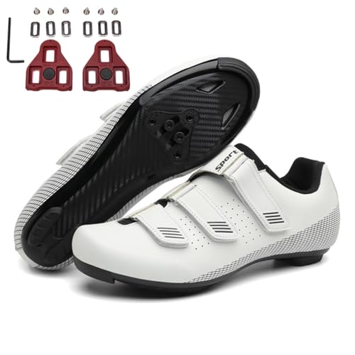 Hixingo Fahrradschuhe Herren SPD/SPD-SL Look Delta Damen Rennradschuh MTB Radsportschuhe Mountainbike Schuhe Sneaker Atmungsaktive Outdoor Indoor Radschuhe Fahrrad Schuhe (Weiß,37) von Hixingo