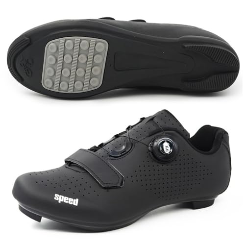 Hixingo Fahrradschuhe Schwarz Herren Damen Rennradschuh MTB Radschuhe, Kompatibel Look SPD SPD-SL, Anti-Skid Atmungsaktiv Harte Sohle Unisex Rennrad Radsportschuhe von Hixingo