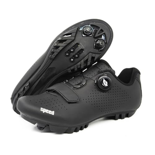 Hixingo Fahrradschuhe Schwarz Herren Damen Rennradschuh MTB Radschuhe, Kompatibel Look SPD SPD-SL, Anti-Skid Atmungsaktiv Harte Sohle Unisex Rennrad Radsportschuhe von Hixingo
