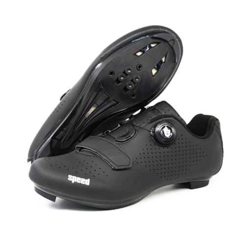 Hixingo Fahrradschuhe Schwarz Herren Damen Rennradschuh MTB Radschuhe, Kompatibel Look SPD SPD-SL, Anti-Skid Atmungsaktiv Harte Sohle Unisex Rennrad Radsportschuhe von Hixingo