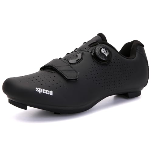 Hixingo Fahrradschuhe Schwarz Herren Damen Rennradschuh MTB Radschuhe, Kompatibel Look SPD SPD-SL, Anti-Skid Atmungsaktiv Harte Sohle Unisex Rennrad Radsportschuhe von Hixingo