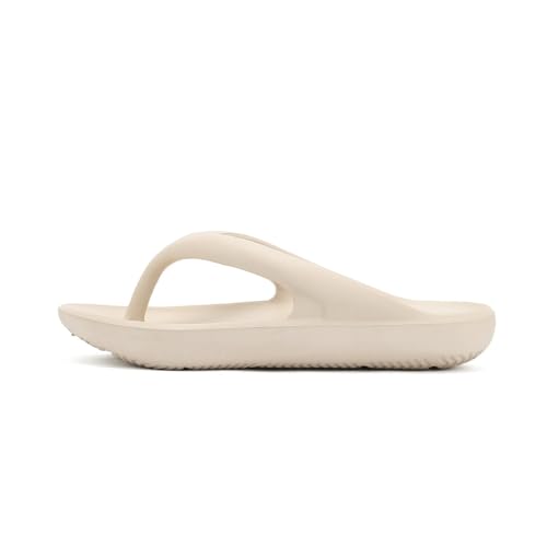 Hixingo Flip Flops Damen, Slip on Flip Flops Sommer Rutschfest und Leichte Flipflops, Damen Sandalen Bequem mit Texturierten Sohlen für Strand,34-40EU (Beige,34) von Hixingo