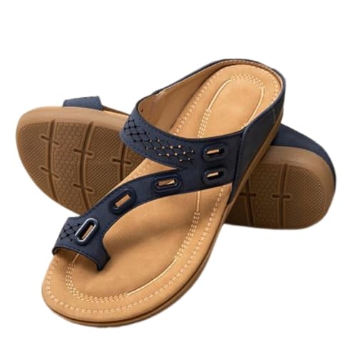 Hixingo Flip Flops Damen, Slip on Flip Flops Sommer Rutschfest und Leichte Flipflops, Damen Sandalen Bequem mit Texturierten Sohlen für Strand (Blau,38) von Hixingo