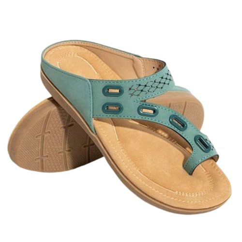 Hixingo Flip Flops Damen, Slip on Flip Flops Sommer Rutschfest und Leichte Flipflops, Damen Sandalen Bequem mit Texturierten Sohlen für Strand (Grün,40) von Hixingo