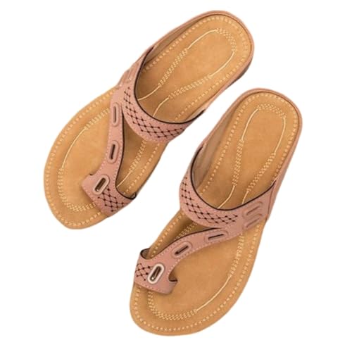 Hixingo Flip Flops Damen, Slip on Flip Flops Sommer Rutschfest und Leichte Flipflops, Damen Sandalen Bequem mit Texturierten Sohlen für Strand (Rosa,43) von Hixingo