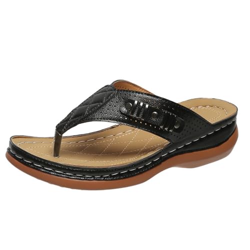 Hixingo Flip Flops Damen 35-43, Flip Flops Damen Elegant Weich Bequeme Leicht Rutschfest Sommer Unisex Sandalen Flache Zehenabscheider für Strand, Shower, Dusch (35,020 Schwarz) von Hixingo