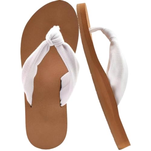 Hixingo Flip Flops Damen 36-42, Flip Flops Damen Elegant Weich Bequeme Leicht Rutschfest Sommer Unisex Sandalen Flache Zehenabscheider für Strand, Shower, Dusch (42,Weiß) von Hixingo