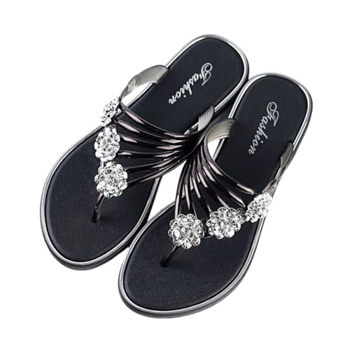 Hixingo Flip Flops Damen 36-45, Flip Flops Damen Elegant Weich Bequeme Leicht Rutschfest Sommer Unisex Sandalen Flache Zehenabscheider für Strand, Shower, Dusch (36,1936 Schwarz) von Hixingo