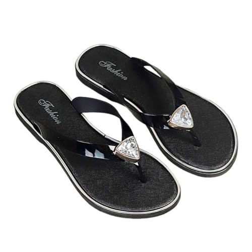Hixingo Flip Flops Damen 36-45, Flip Flops Damen Elegant Weich Bequeme Leicht Rutschfest Sommer Unisex Sandalen Flache Zehenabscheider für Strand, Shower, Dusch (41,1936-3 Schwarz) von Hixingo