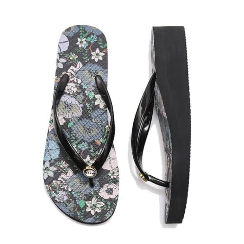 Hixingo Flip Flops Damen 4CM, Slip on Flip Flops Sommer Rutschfest und Leichte Flipflops, Damen Sandalen Bequem mit Texturierten Sohlen für Strand (Prunkwinde,40) von Hixingo