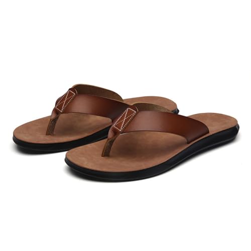Hixingo Flip Flops Damen Elegant Minimalistisch, Bequem & Weich Flip Flops Damen Sommer Leicht Rutschfest Flipflops Zehentrenner Sandalen damen Sommer für Strand, Größe 38-47 (Dunkelbraun,41) von Hixingo