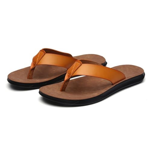Hixingo Flip Flops Damen Elegant Minimalistisch, Bequem & Weich Flip Flops Damen Sommer Leicht Rutschfest Flipflops Zehentrenner Sandalen damen Sommer für Strand, Größe 38-47 (Gelb,41) von Hixingo