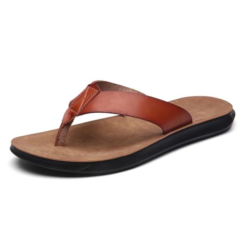 Hixingo Flip Flops Damen Elegant Minimalistisch, Bequem & Weich Flip Flops Damen Sommer Leicht Rutschfest Flipflops Zehentrenner Sandalen damen Sommer für Strand, Größe 38-47 (Hellbraun,46) von Hixingo