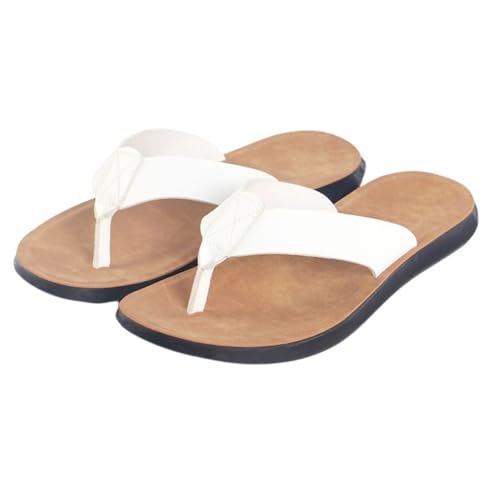 Hixingo Flip Flops Damen Elegant Minimalistisch, Bequem & Weich Flip Flops Damen Sommer Leicht Rutschfest Flipflops Zehentrenner Sandalen damen Sommer für Strand, Größe 38-47 (Weiß,46) von Hixingo