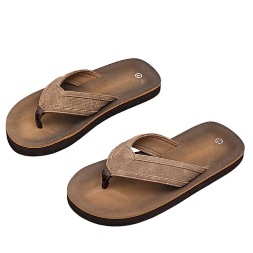 Hixingo Flip Flops Herren 36-45, Flip Flops Herren Elegant Weich Bequeme Leicht Rutschfest Sommer Unisex Sandalen Flache Zehenabscheider für Strand, Shower, Dusch (43,Braun) von Hixingo