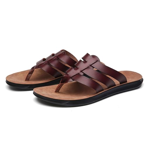 Hixingo Flip Flops Herren 38-44, Flip Flops Herren Elegant Weich Bequeme Leicht Rutschfest Sommer Unisex Sandalen Flache Zehenabscheider für Strand, Shower, Dusch (42,1008 Burgunderrot) von Hixingo