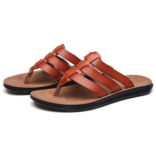 Hixingo Flip Flops Herren 38-44, Flip Flops Herren Elegant Weich Bequeme Leicht Rutschfest Sommer Unisex Sandalen Flache Zehenabscheider für Strand, Shower, Dusch (43,1008 Gelbbraun) von Hixingo