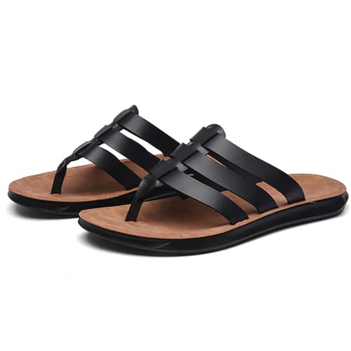 Hixingo Flip Flops Herren 38-44, Flip Flops Herren Elegant Weich Bequeme Leicht Rutschfest Sommer Unisex Sandalen Flache Zehenabscheider für Strand, Shower, Dusch (43,1008 Schwarz) von Hixingo