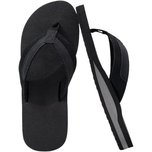 Hixingo Flip Flops Herren 40-46, Flip Flops Herren Elegant Weich Bequeme Leicht Rutschfest Sommer Unisex Sandalen Flache Zehenabscheider für Strand, Shower, Dusch (43,1001 Schwarz) von Hixingo