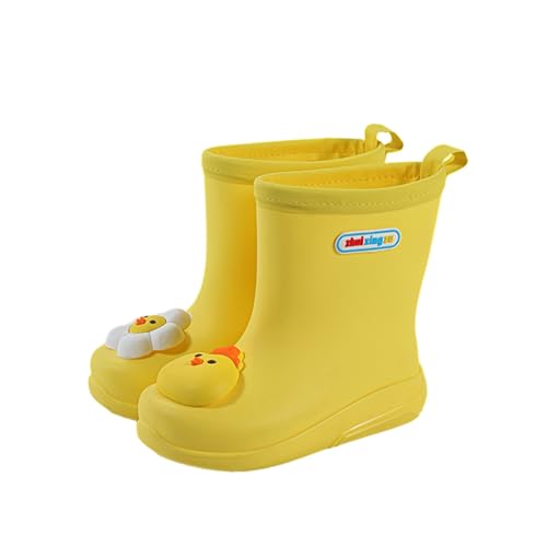 Hixingo Gummistiefel Kinder, Rutschfeste Bequeme Regenschuhe für Kleinkinder Jungen Mädchen, 1-6 Jahre Alt Unisex Leichte Wasserdichte Non-Slip Regenstiefel (Gelbes Küken,29) von Hixingo