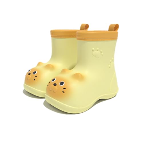 Hixingo Gummistiefel Kinder, Rutschfeste Bequeme Regenschuhe für Kleinkinder Jungen Mädchen, 3-15 Jahre Alt Unisex Leichte Wasserdichte Non-Slip Regenstiefel (Hellbraun,24) von Hixingo