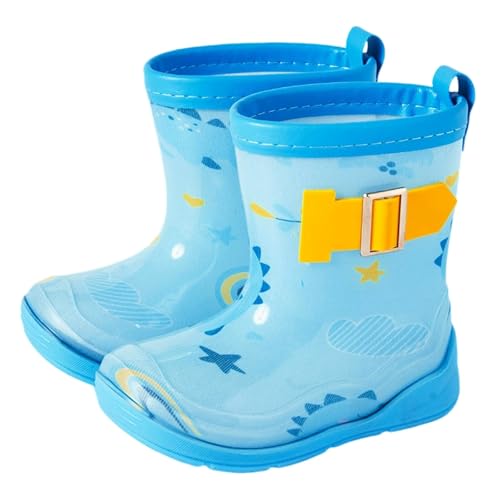 Hixingo Gummistiefel Kinder 1-6 Jahre Alt Leichte Rutschfeste Bequeme Regenschuhe für Kleinkinder Jungen Mädchen, Unisex Wasserdichte Non-Slip Regenstiefel (Blauer Dinosaurier,26) von Hixingo