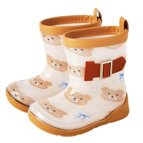 Hixingo Gummistiefel Kinder 1-6 Jahre Alt Leichte Rutschfeste Bequeme Regenschuhe für Kleinkinder Jungen Mädchen, Unisex Wasserdichte Non-Slip Regenstiefel (Braunbär,23) von Hixingo