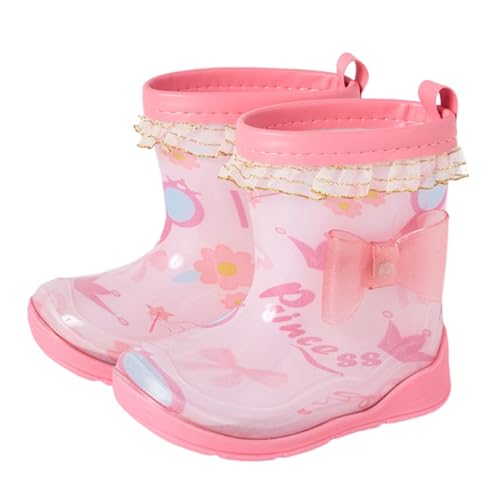 Hixingo Gummistiefel Kinder 1-6 Jahre Alt Leichte Rutschfeste Bequeme Regenschuhe für Kleinkinder Jungen Mädchen, Unisex Wasserdichte Non-Slip Regenstiefel (Rosa Bogen,27) von Hixingo