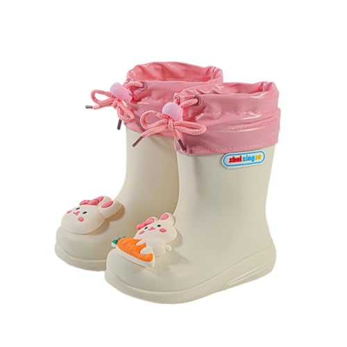 Hixingo Gummistiefel Kinder Leichte Rutschfeste Bequeme Regenschuhe für Kleinkinder Jungen Mädchen, 1-6 Jahre Alt Unisex Wasserdichte Non-Slip Regenstiefel (Beige,29) von Hixingo
