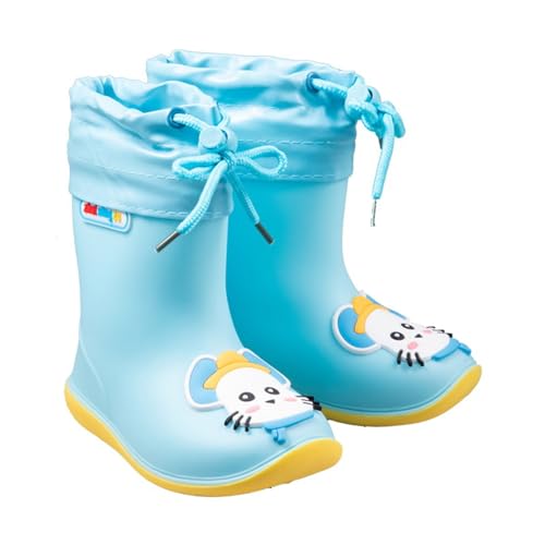 Hixingo Gummistiefel Kinder Leichte Rutschfeste Bequeme Regenschuhe für Kleinkinder Jungen Mädchen, 1-6 Jahre Alt Unisex Wasserdichte Non-Slip Regenstiefel (Blau (Futter),26) von Hixingo