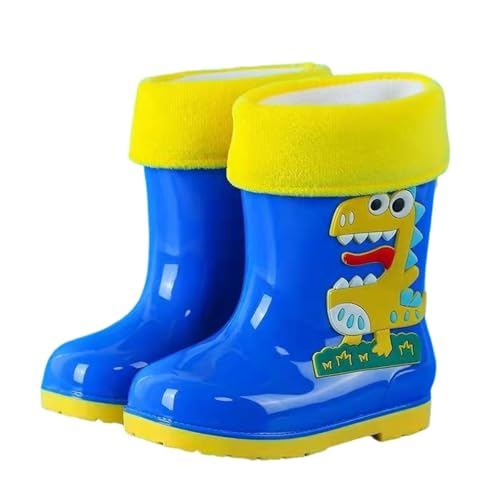 Hixingo Gummistiefel Kinder Leichte Rutschfeste Bequeme Regenschuhe für Kleinkinder Jungen Mädchen, 1-6 Jahre Alt Unisex Wasserdichte Non-Slip Regenstiefel (Blau abziehbar,35/36) von Hixingo