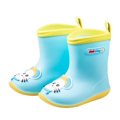 Hixingo Gummistiefel Kinder Leichte Rutschfeste Bequeme Regenschuhe für Kleinkinder Jungen Mädchen, 1-6 Jahre Alt Unisex Wasserdichte Non-Slip Regenstiefel (Blaue Maus,27) von Hixingo