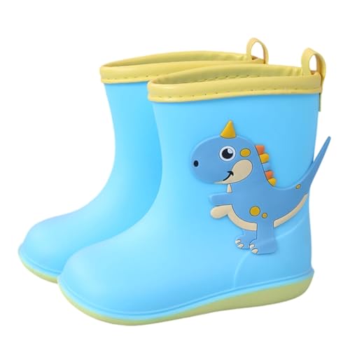 Hixingo Gummistiefel Kinder Leichte Rutschfeste Bequeme Regenschuhe für Kleinkinder Jungen Mädchen, 1-6 Jahre Alt Unisex Wasserdichte Non-Slip Regenstiefel (Blauer Dinosaurier,27) von Hixingo