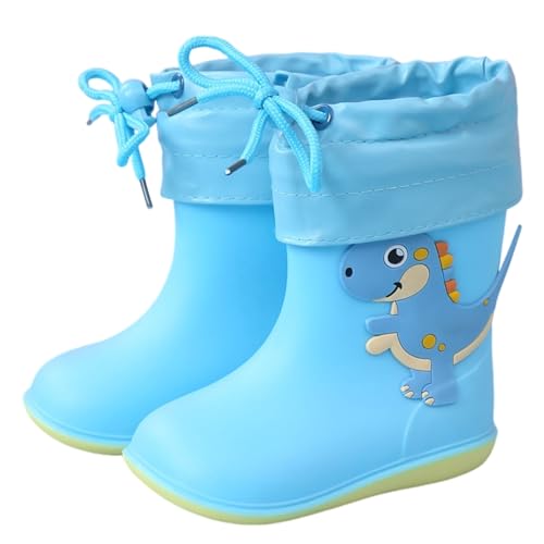 Hixingo Gummistiefel Kinder Leichte Rutschfeste Bequeme Regenschuhe für Kleinkinder Jungen Mädchen, 1-6 Jahre Alt Unisex Wasserdichte Non-Slip Regenstiefel (Blauer Samt,26) von Hixingo