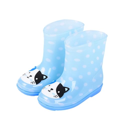 Hixingo Gummistiefel Kinder Leichte Rutschfeste Bequeme Regenschuhe für Kleinkinder Jungen Mädchen, 1-6 Jahre Alt Unisex Wasserdichte Non-Slip Regenstiefel (Blaues Kätzchen,29) von Hixingo