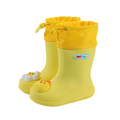 Hixingo Gummistiefel Kinder Leichte Rutschfeste Bequeme Regenschuhe für Kleinkinder Jungen Mädchen, 1-6 Jahre Alt Unisex Wasserdichte Non-Slip Regenstiefel (Gelb,24) von Hixingo