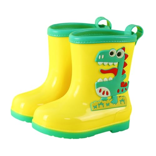 Hixingo Gummistiefel Kinder Leichte Rutschfeste Bequeme Regenschuhe für Kleinkinder Jungen Mädchen, 1-6 Jahre Alt Unisex Wasserdichte Non-Slip Regenstiefel (Gelb,30/31) von Hixingo