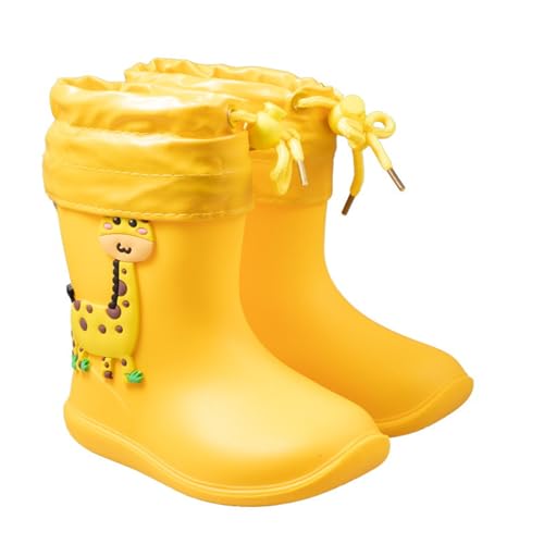 Hixingo Gummistiefel Kinder Leichte Rutschfeste Bequeme Regenschuhe für Kleinkinder Jungen Mädchen, 1-6 Jahre Alt Unisex Wasserdichte Non-Slip Regenstiefel (Gelb (Futter),25) von Hixingo