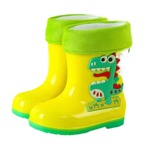 Hixingo Gummistiefel Kinder Leichte Rutschfeste Bequeme Regenschuhe für Kleinkinder Jungen Mädchen, 1-6 Jahre Alt Unisex Wasserdichte Non-Slip Regenstiefel (Gelb abziehbar,30/31) von Hixingo