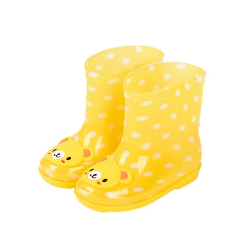 Hixingo Gummistiefel Kinder Leichte Rutschfeste Bequeme Regenschuhe für Kleinkinder Jungen Mädchen, 1-6 Jahre Alt Unisex Wasserdichte Non-Slip Regenstiefel (Gelber Bär,25) von Hixingo
