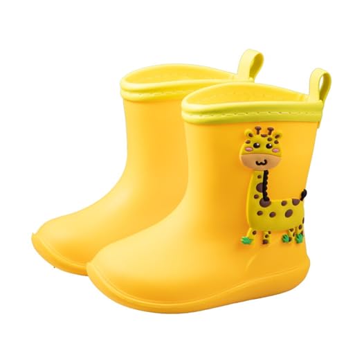 Hixingo Gummistiefel Kinder Leichte Rutschfeste Bequeme Regenschuhe für Kleinkinder Jungen Mädchen, 1-6 Jahre Alt Unisex Wasserdichte Non-Slip Regenstiefel (Gelber Hirsch,28) von Hixingo