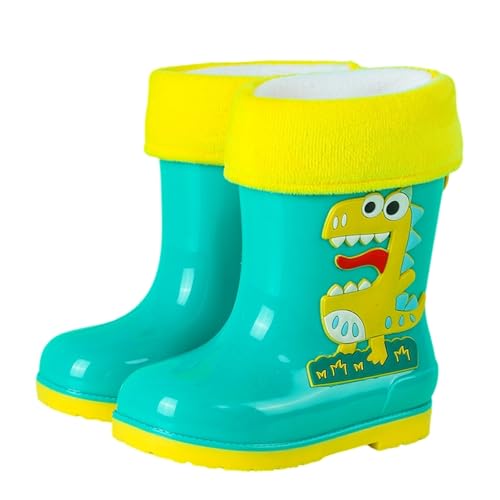 Hixingo Gummistiefel Kinder Leichte Rutschfeste Bequeme Regenschuhe für Kleinkinder Jungen Mädchen, 1-6 Jahre Alt Unisex Wasserdichte Non-Slip Regenstiefel (Grün abziehbar,32/33) von Hixingo