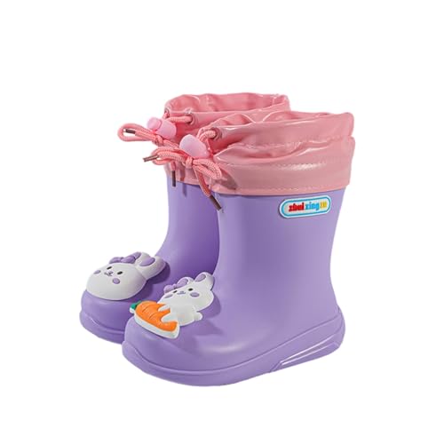 Hixingo Gummistiefel Kinder Leichte Rutschfeste Bequeme Regenschuhe für Kleinkinder Jungen Mädchen, 1-6 Jahre Alt Unisex Wasserdichte Non-Slip Regenstiefel (Lila,26) von Hixingo