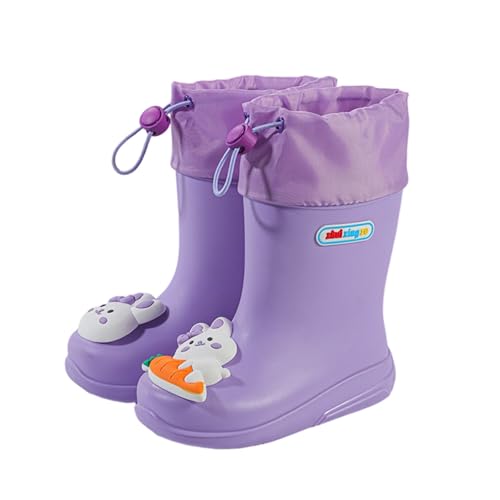Hixingo Gummistiefel Kinder Leichte Rutschfeste Bequeme Regenschuhe für Kleinkinder Jungen Mädchen, 1-6 Jahre Alt Unisex Wasserdichte Non-Slip Regenstiefel (Lila,29) von Hixingo