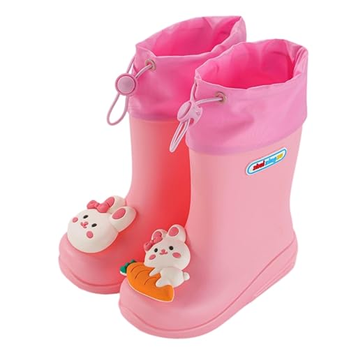 Hixingo Gummistiefel Kinder Leichte Rutschfeste Bequeme Regenschuhe für Kleinkinder Jungen Mädchen, 1-6 Jahre Alt Unisex Wasserdichte Non-Slip Regenstiefel (Rosa,28) von Hixingo