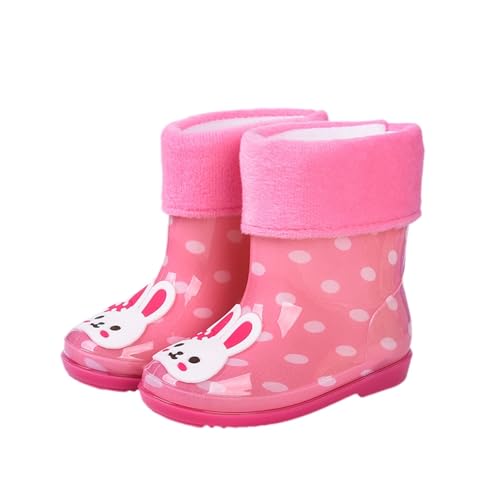 Hixingo Gummistiefel Kinder Leichte Rutschfeste Bequeme Regenschuhe für Kleinkinder Jungen Mädchen, 1-6 Jahre Alt Unisex Wasserdichte Non-Slip Regenstiefel (Rosa (abnehmbar),24) von Hixingo