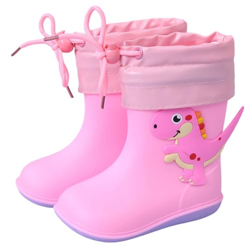 Hixingo Gummistiefel Kinder Leichte Rutschfeste Bequeme Regenschuhe für Kleinkinder Jungen Mädchen, 1-6 Jahre Alt Unisex Wasserdichte Non-Slip Regenstiefel (Rosa Samt,27) von Hixingo