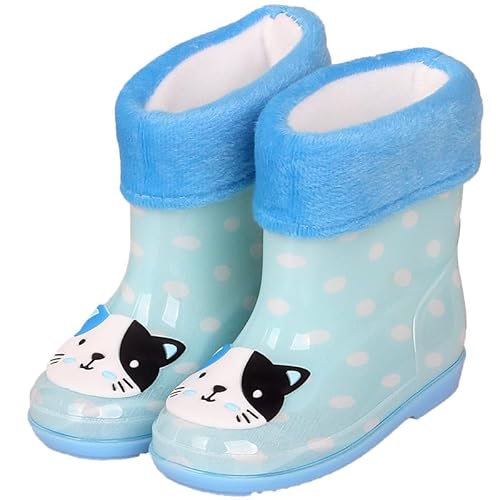 Hixingo Gummistiefel Kinder Unisex Rutschfest, Abnehmbares Fleece für den Winter Regenstiefel Regenschuhe Jungen Leicht, Gummistiefel Mädchen, Halbhohe Regenstiefel Wasserdicht (Blaues Kätzchen,29) Hixingo Gummistiefel Kinder Unisex Rutschfest, Abnehmbares Fleece für den Winter Regenstiefel Regenschuhe Jungen Leicht, Gummistiefel Mädchen, Halbhohe Regenstiefel Wasserdicht (Blaues Kätzchen,29) von Hixingo