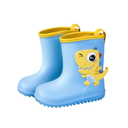 Hixingo Gummistiefel Kinder Unisex Rutschfest, Dinosaurier Karikatur Regenstiefel Regenschuhe Jungen Leicht, Gummistiefel Mädchen, Halbhohe Regenstiefel Wasserdicht (Blauer Dinosaurier,22) von Hixingo